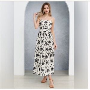 Beautiful black & cream rose floral maxi dress NWOT